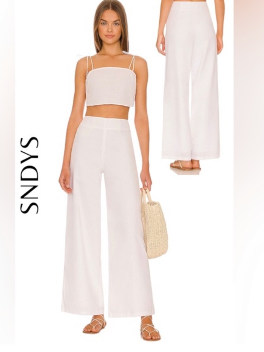 NWOT SNDYS Nina Linen Pant in White size 2 from Revolve